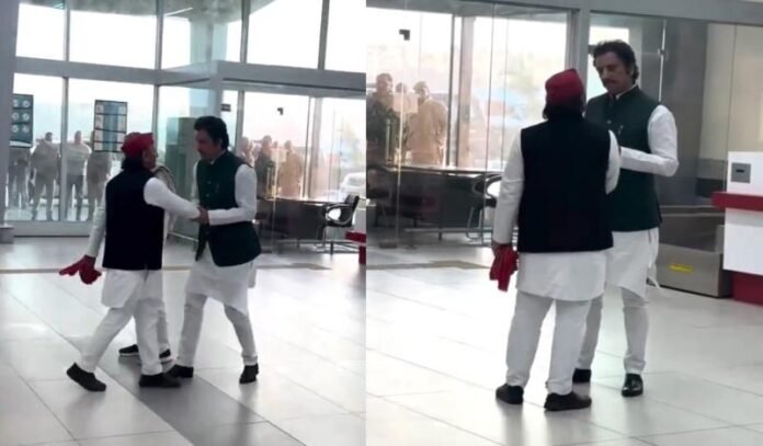 Image-Alt-Text_-Former-MLA-Manoj-Chaudhary-seen-taking-Akhilesh-Yadav-aside-at-airport-in-viral-vid.jpeg